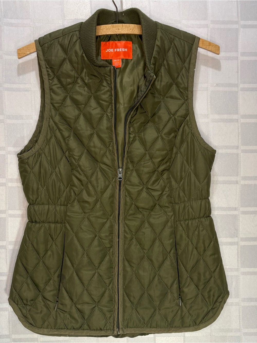 Joe Fresh Quilted Olive Green Sleeveless Vest